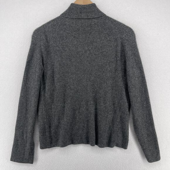SAKS FIFTH AVENUE Sweater Womens L 100% Cashmere Turtleneck Ribbed Pullover Gray - Picture 3 of 12